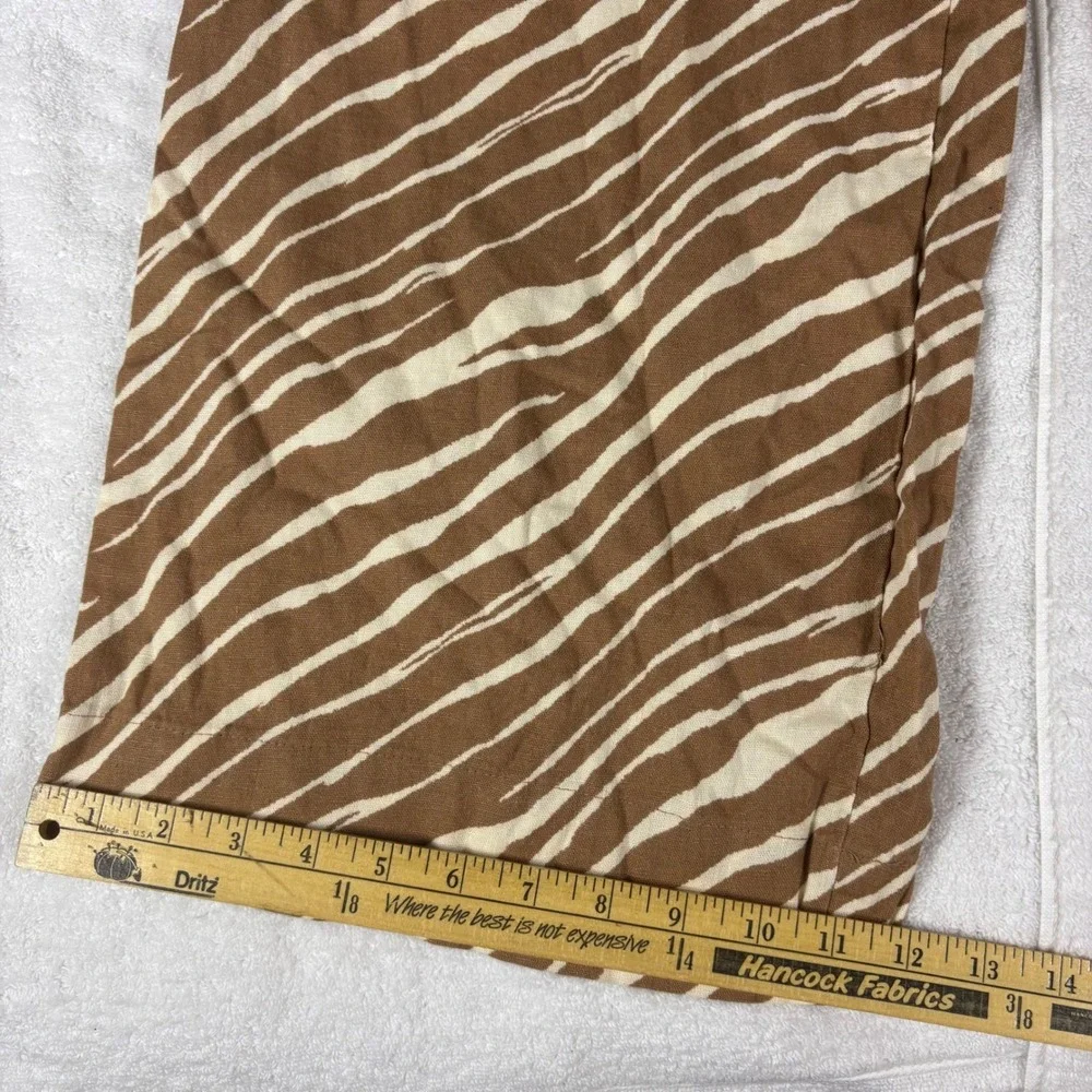 A New Day Wide Leg Linen Pants Women XS Brown Zebra Print Drawstring Comfortcore